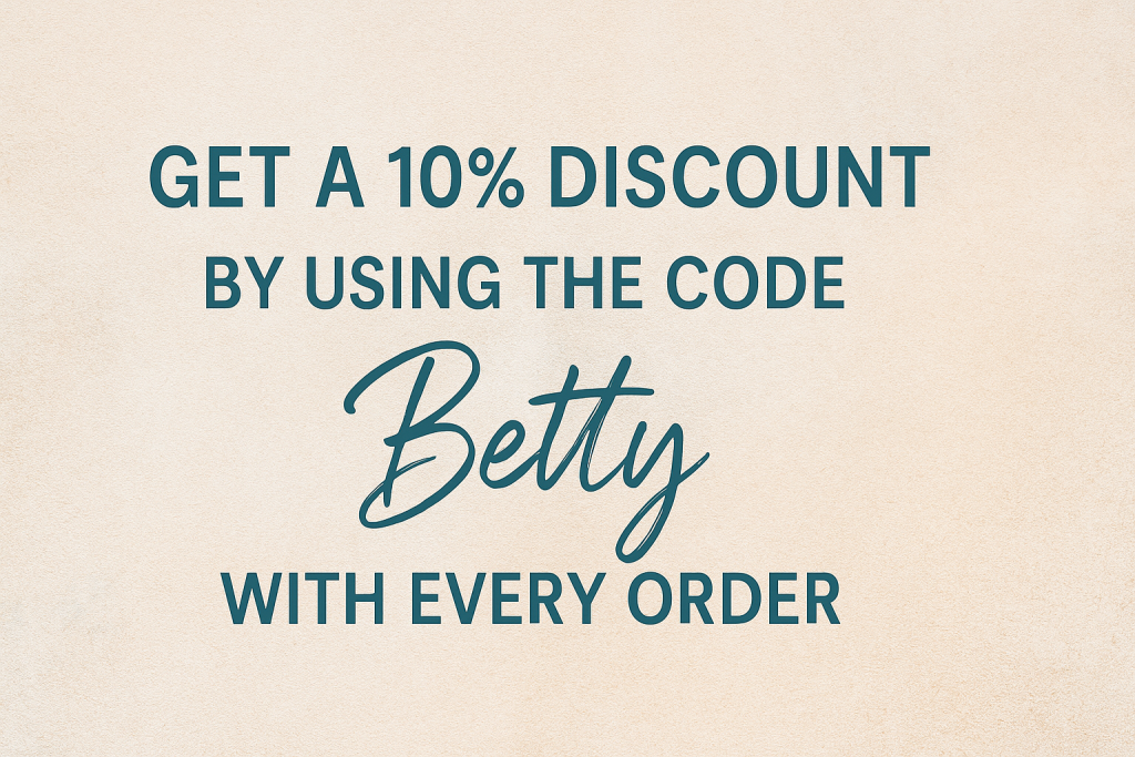 Code Betty Get a 10% discount by using the code Betty with every order skin care